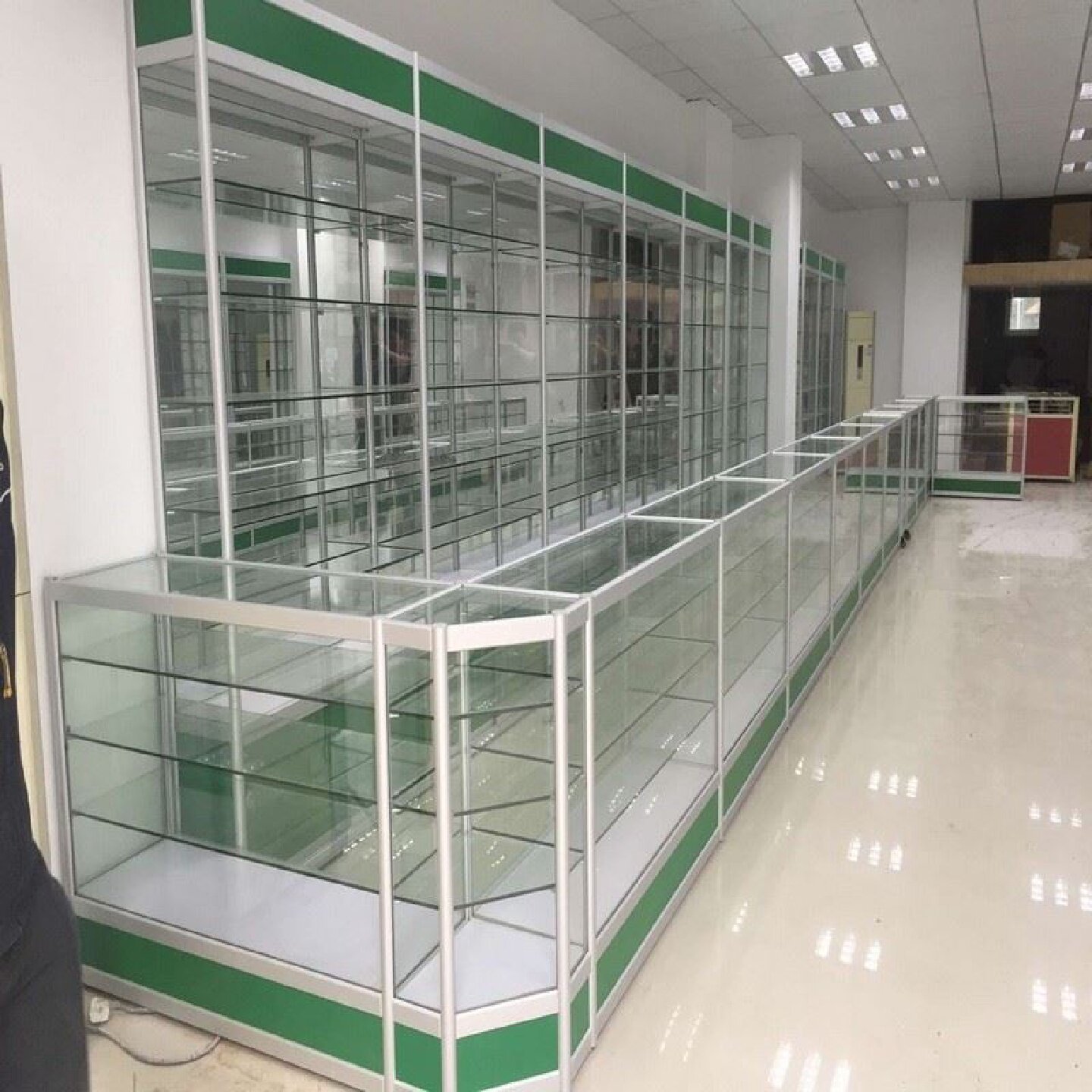 木质药店货架西药柜药房药品展示柜处方柜药柜玻璃柜台药店展示架