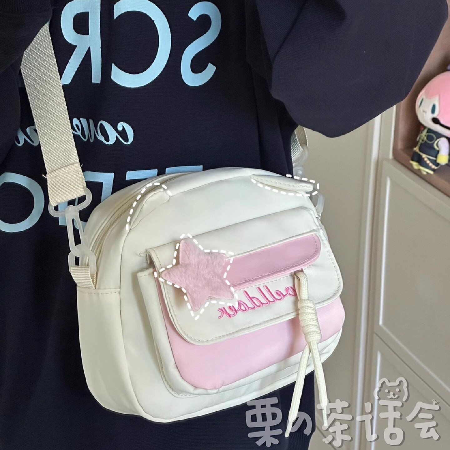 日系INS风青春少女风学生休闲包软质小包包可折叠单肩斜挎百搭可