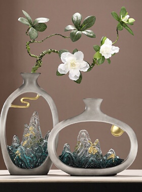 新中式酒柜装饰品客厅入户玄关展示柜博古架家居国风高档花瓶摆件