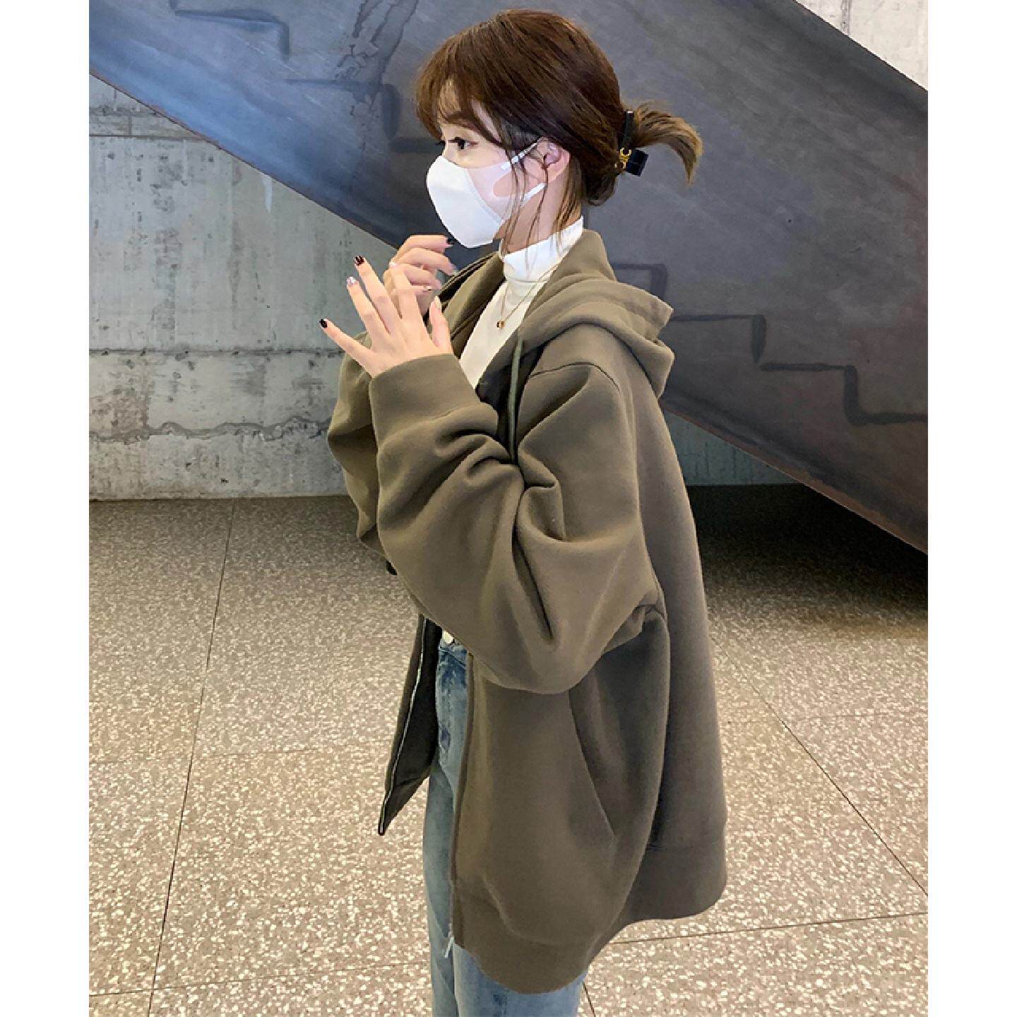 秋季外套女款春秋2025新款爆款连帽卫衣韩系加绒拉链休闲开衫上衣