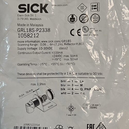 询价-西克光电传感器GRL18SP2338镜反射M18光电开关