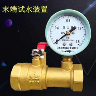 置开关25 消防末端球阀1寸测压全铜球阀压力表喷淋头管道放试水装
