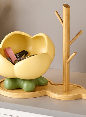 入户玄关钥匙收纳摆件陶瓷花朵门口入门置物架托盘客厅家居装饰品