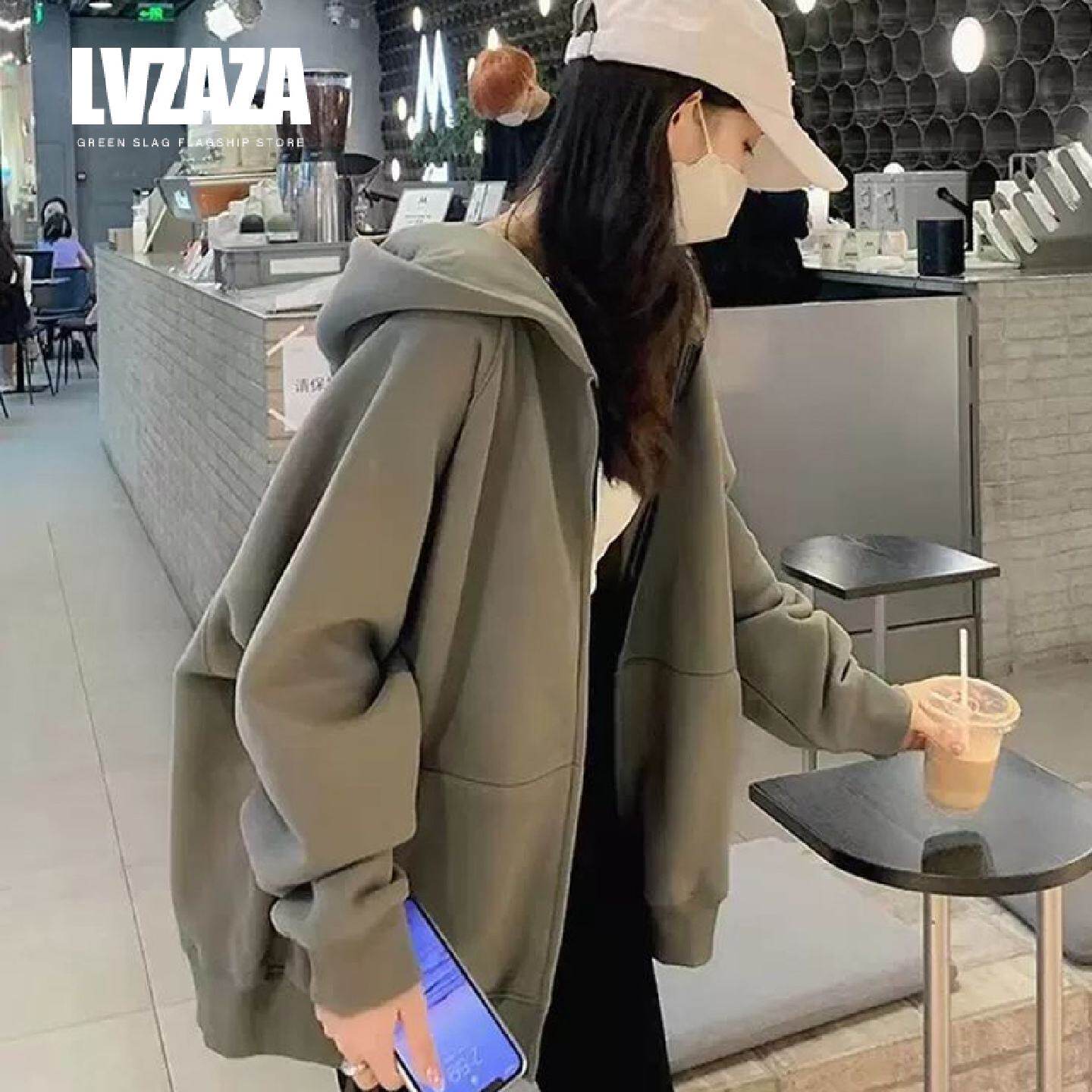 运动秋冬外套女早春加绒豆绿色卫衣开衫春装2025新款休闲女装上衣