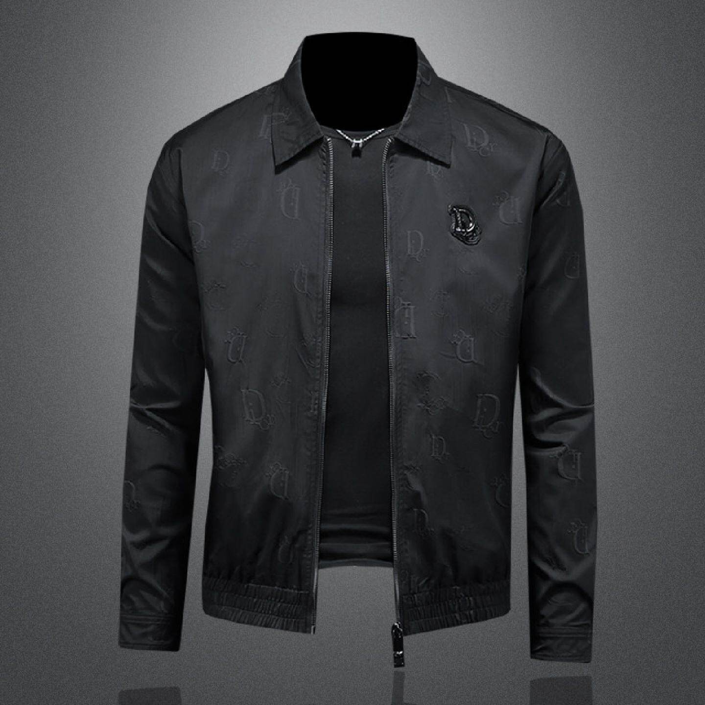 春季新款男士翻领男士帅气夹克衫休闲个性提花外套上衣服潮流潮男