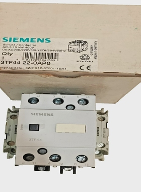 *带盒*西门子3TF4422-0AP0接触器2NO2NC230-277V50/60HZ