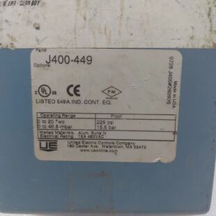 United Electric Controls J400449 ManoContact 225Psi 15.5Bar