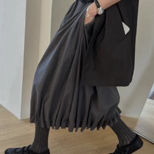 poszer花苞裙女夏季新款立体百褶裙气质设计感A字裙伞裙半身裙