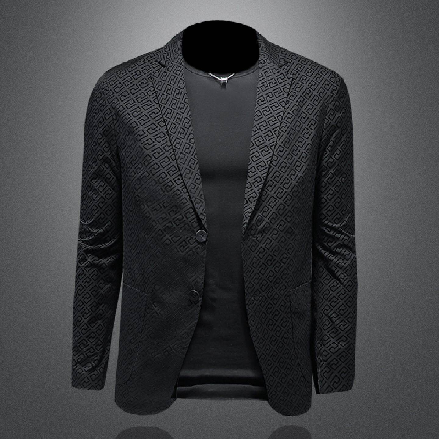 2026欧洲站休闲西服男士春秋季新款植绒韩版潮流单件薄款西装外套