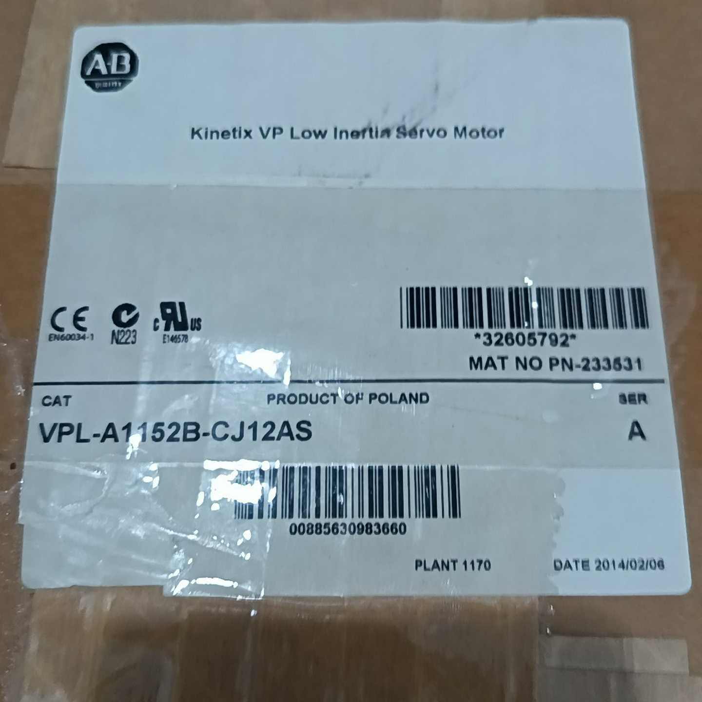 询价~AB罗克韦尔伺服电机MPL-A1152B-CJ12AS，