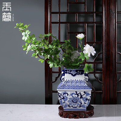 景德镇仿古青花瓷陶瓷花瓶摆件样板房民宿酒店售楼处家居软装饰