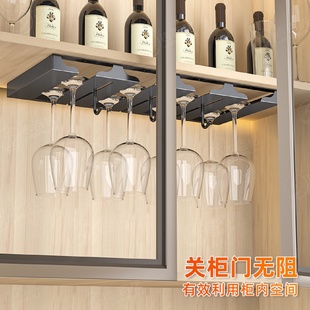 轻奢高档葡萄酒柜挂架 红酒杯架倒挂不锈钢家用收高脚杯架子悬挂式
