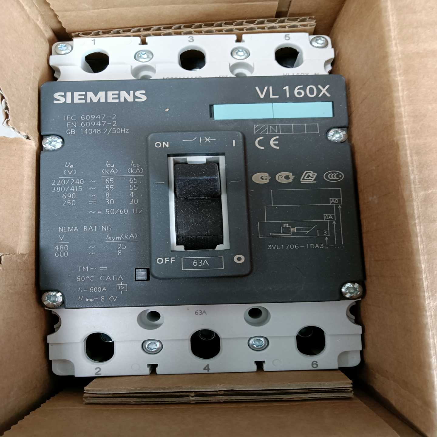 【议价】塑壳断路器3VL1706-1DA33-0AA063A