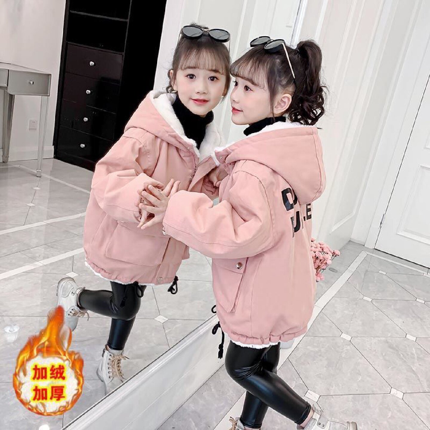 女童外套秋冬装2025新款棉服洋气女孩冬季棉衣加绒加厚儿童派克服