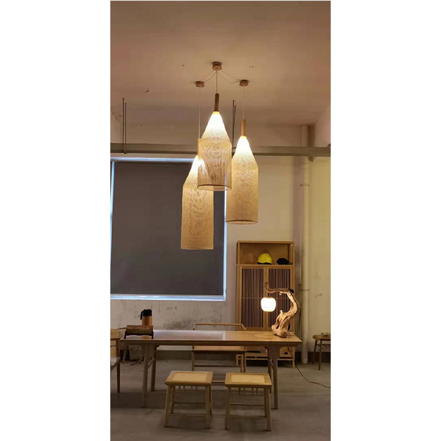 莘县东阿县冠县创意竹编吊灯中式餐厅灯手工编织竹藤灯笼竹艺灯