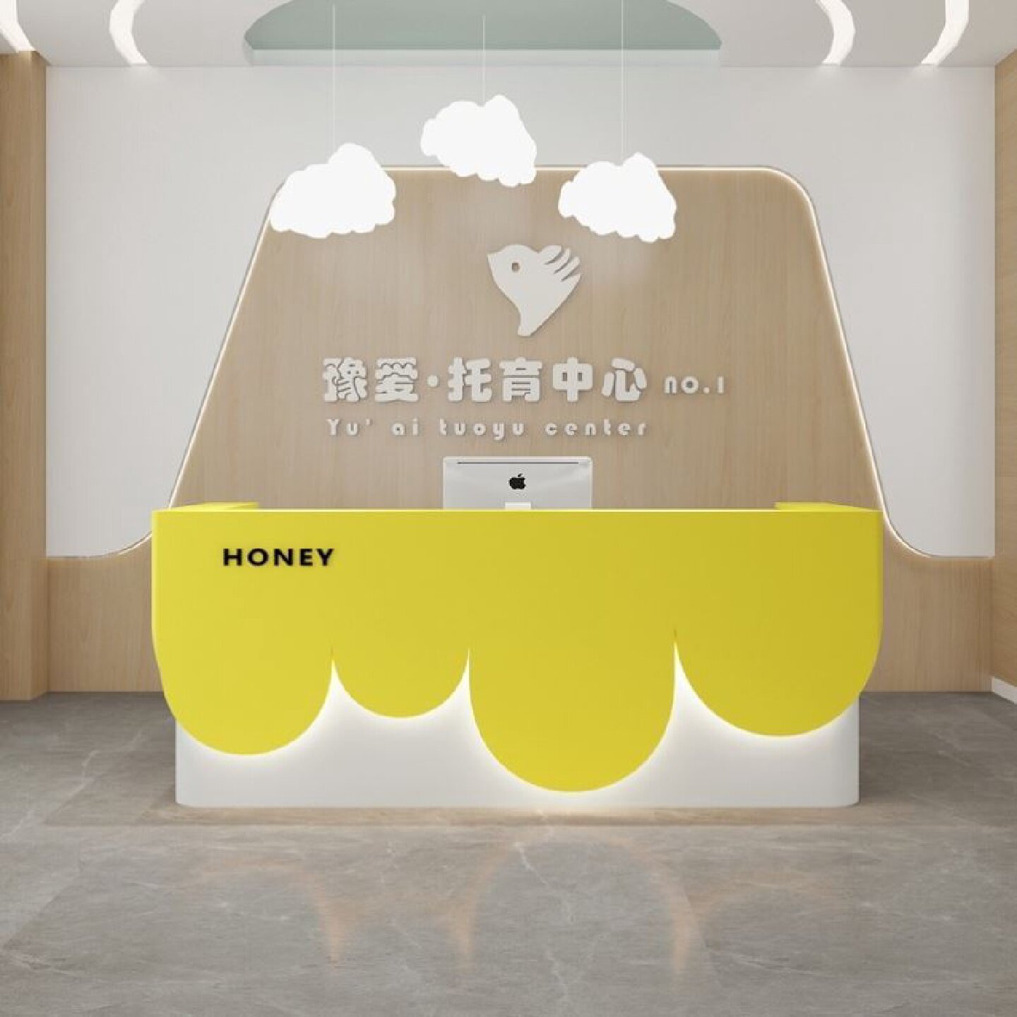 环保幼儿园前台童装母婴店收银台培训艺术机构接待台早教中心吧台