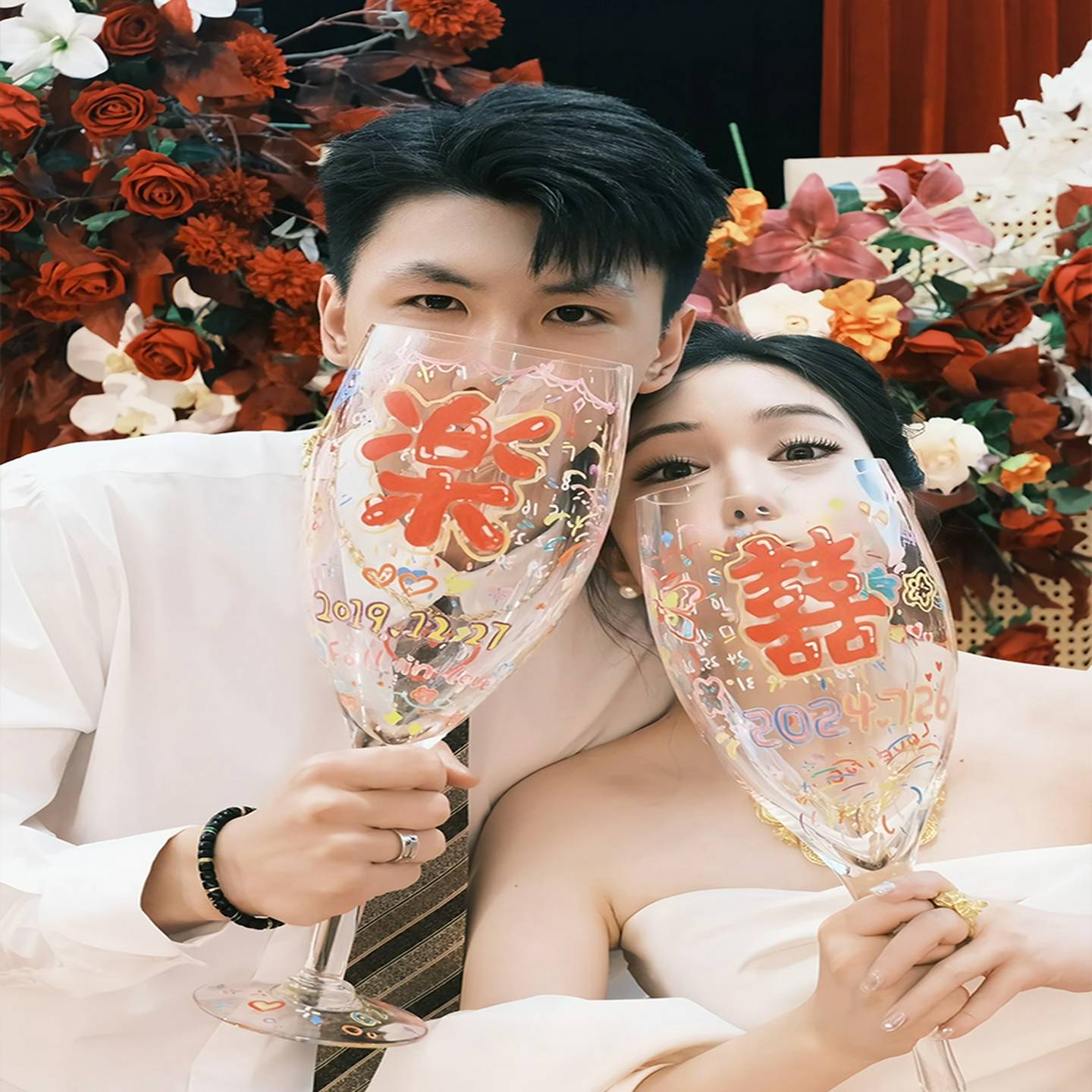 结婚礼超大敬酒杯创意手绘DIY玻璃杯巨型红酒杯高脚杯送新娘礼物
