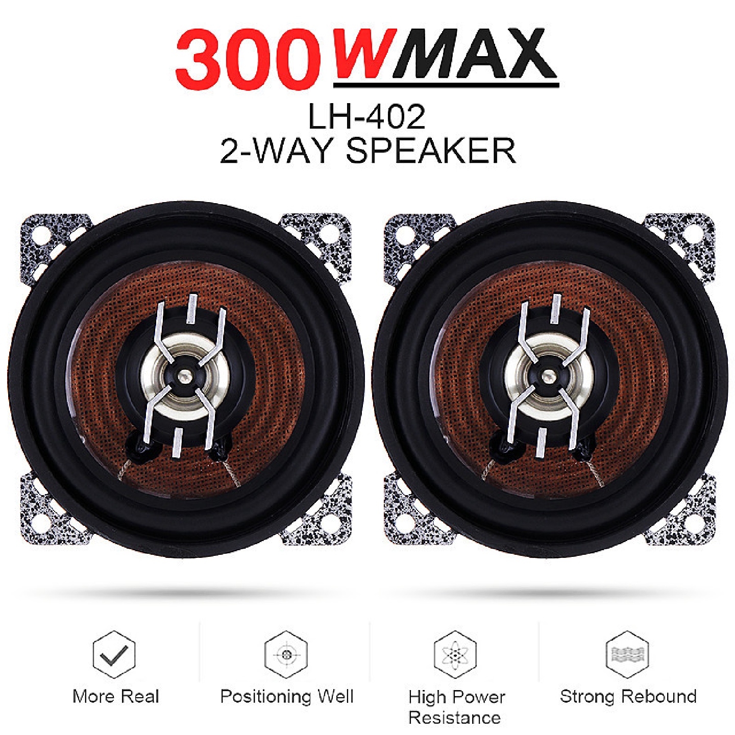 供应4寸同轴带LED灯重低音汽车喇叭车载改装音响扬声器402