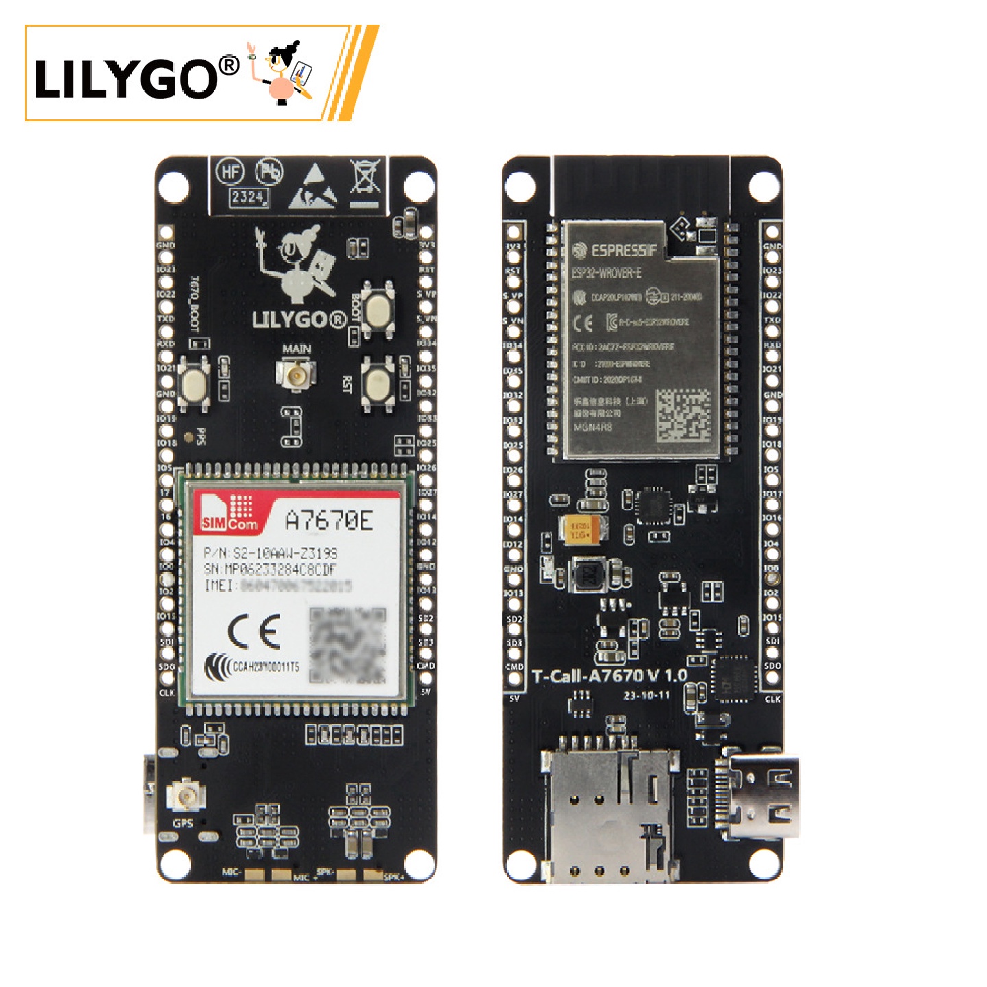 LILYGO? T-Call A7670 4G 2G ESP32 开发板A7670E LTE GSM 模块