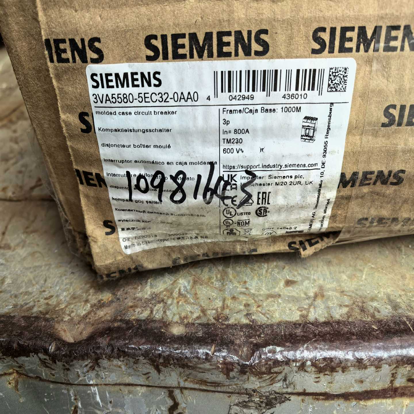 【议价】塑壳断路器3VA5580-5EC32-0A0A，全适用