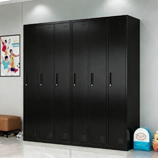 商用黑色简约更衣柜冷轧钢办公宿舍多门带锁大容量员工收纳铁皮柜