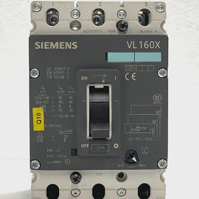 Siemens VL160X 125A Thermal Magnetic Trip Unit 3VL17121DD360