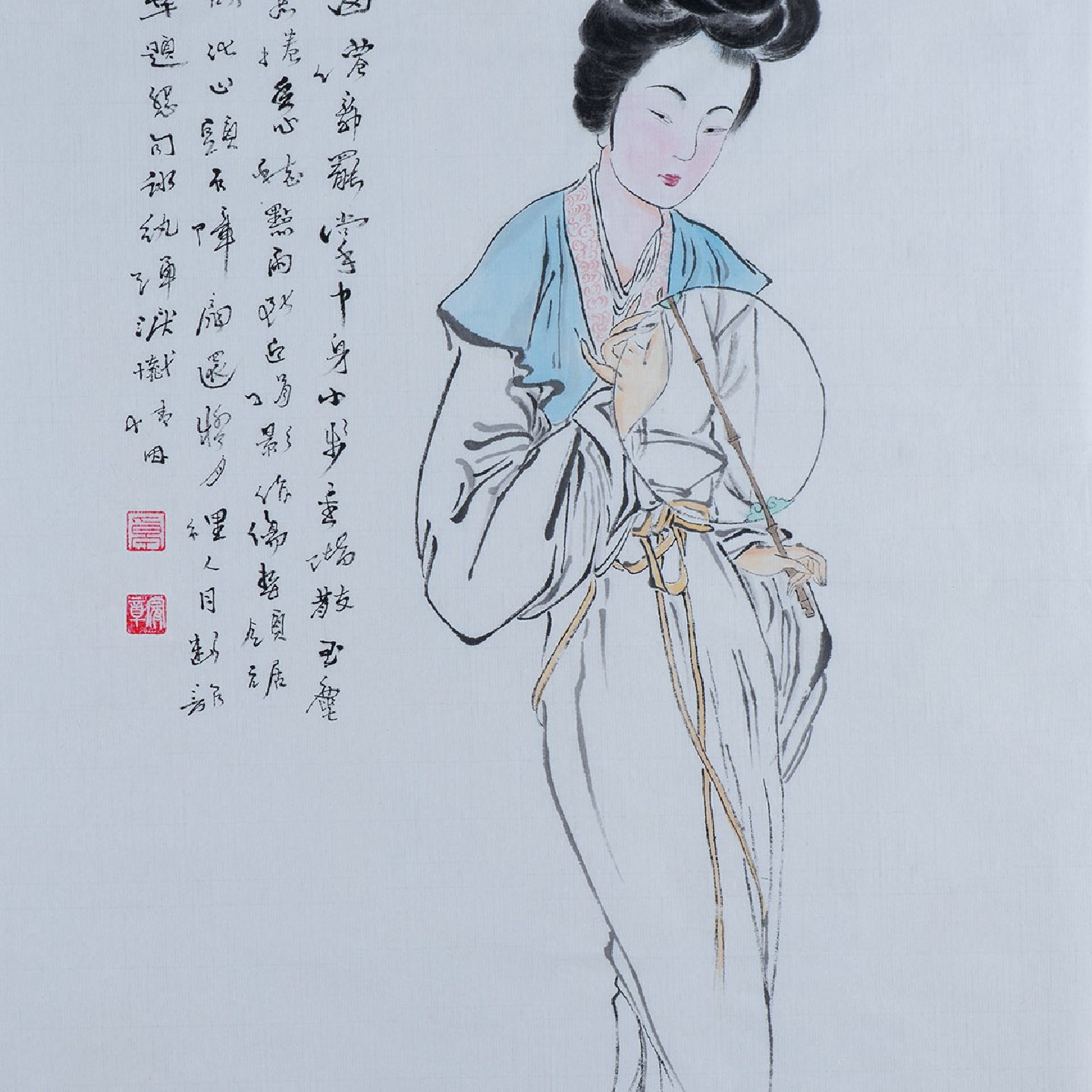 纯手绘国画绘画写意人物水墨仕女图美女字画客厅书房新中式装饰画