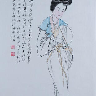 纯手绘国画绘画写意人物水墨仕女图美女字画客厅书房新中式装饰画