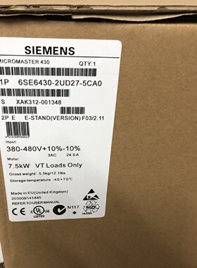 议价6SE6430-2AD27-5CA0西门子430变频器7.5kW 带A级滤波器 380-4