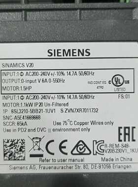 西门子SINAMICSV20变频器，输入AC200-240--议价商品