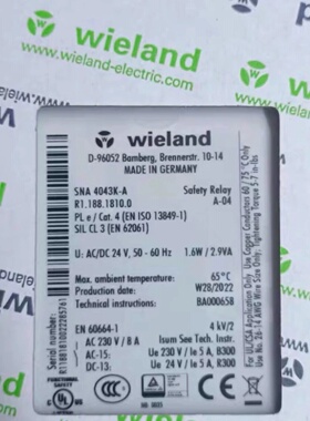 议价德国wieland威朗安全继电器SNA4043K R1.188.1680.0 /SNE4004