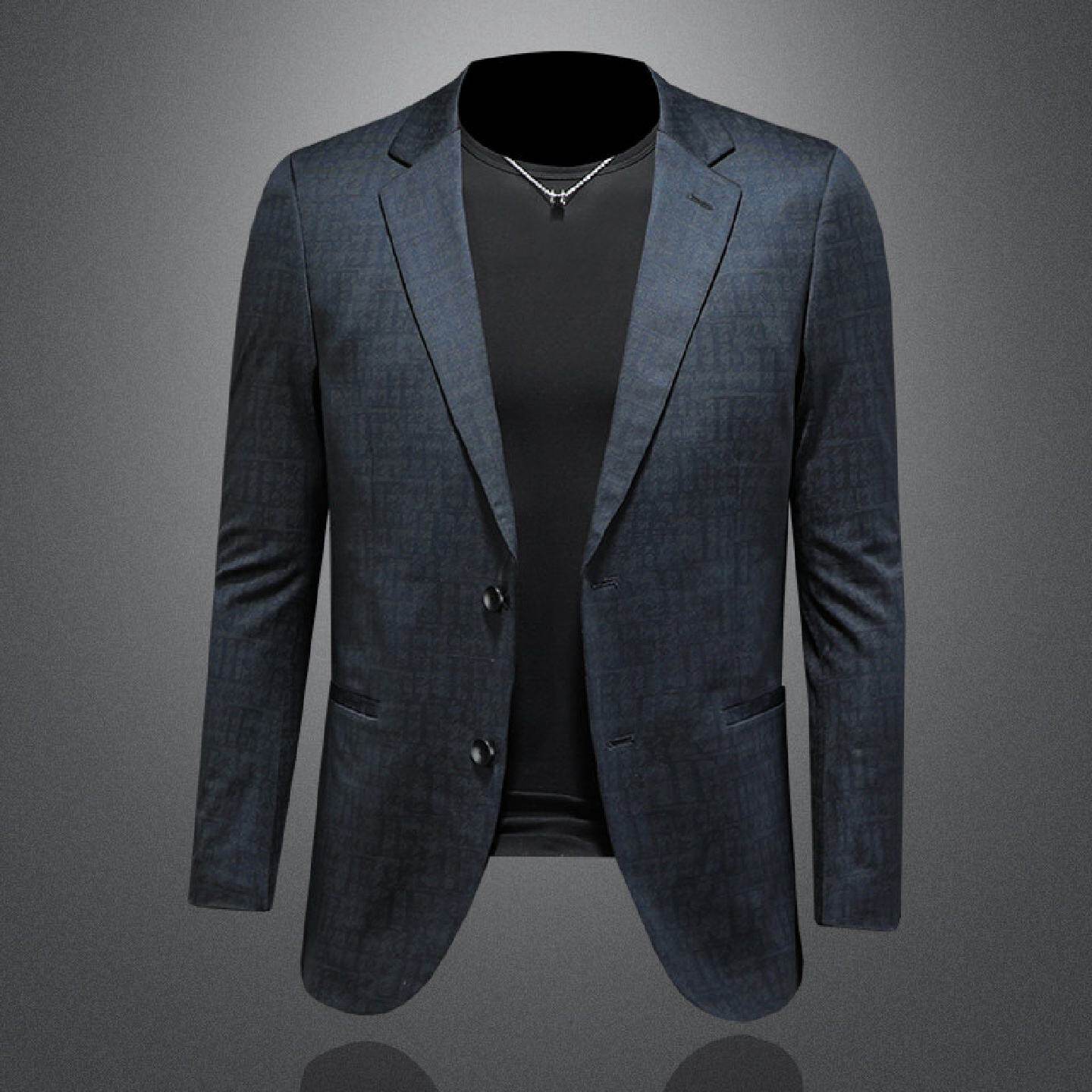 欧洲站轻奢西装外套男士春季新款英伦正装修身单件两粒扣西服上衣