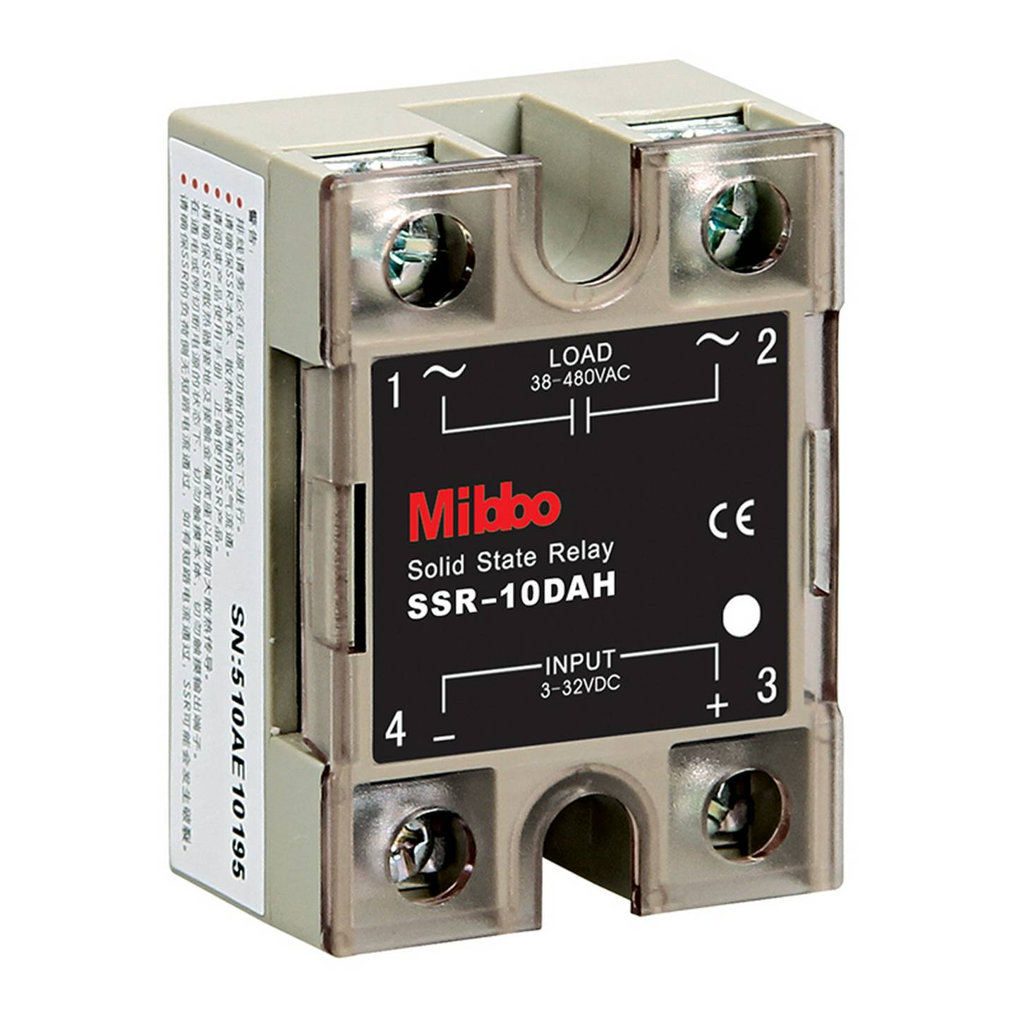 Mibbo米博 SSR-40DAH 40A固态继电器 15DAH 15A 25DAH 25A 10DAH