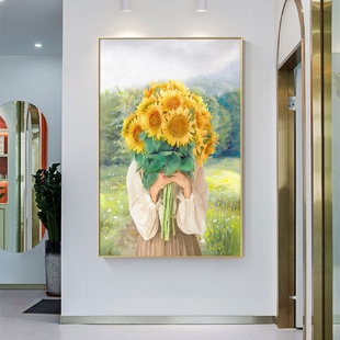 饰画ins风少女卧室床头画轻奢餐厅壁画玄关走廊挂 北欧人物客厅装