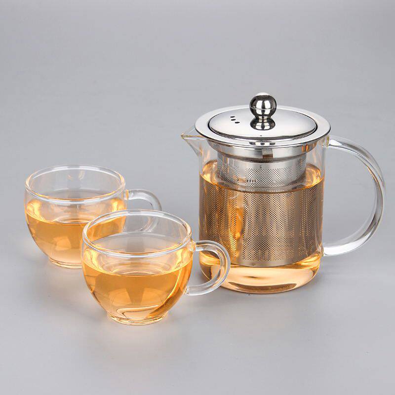耐热玻璃茶壶350毫升不锈钢内胆过滤花草茶壶套装品茗小茶壶