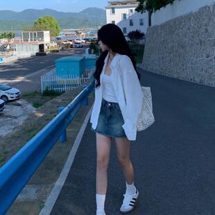 宽松白色衬衫薄款外套女2025新款衬衣高级感秋冬季小个子上衣开衫