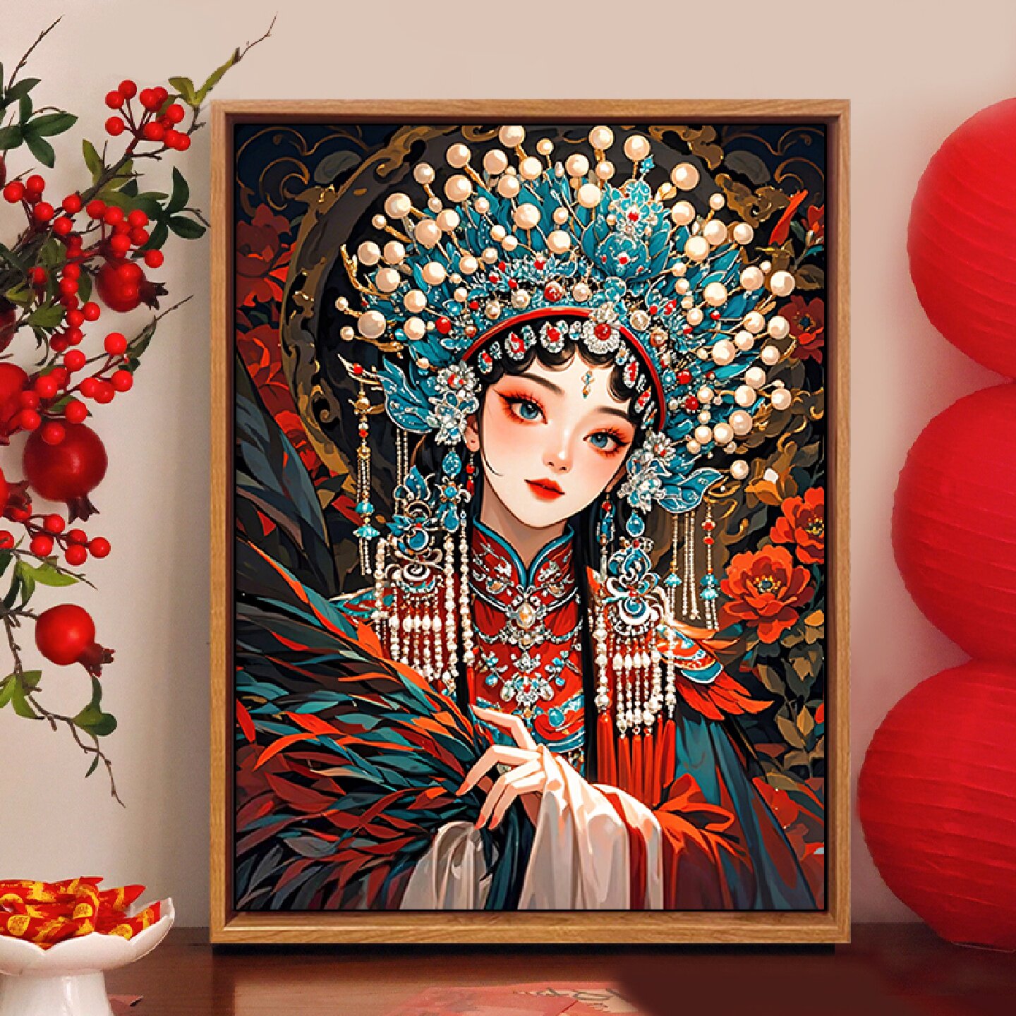 中国风戏曲女郎花旦数字油画DIY手工绘填充涂色丙烯油彩装饰挂画