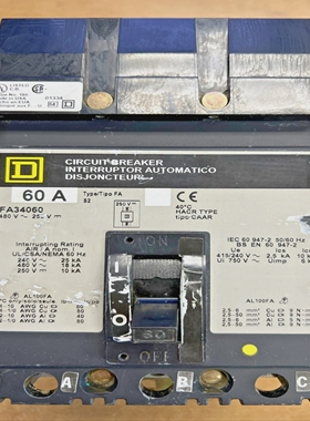 SquareDFA3406060A3Pole480VacThermalMagneticCircuit
