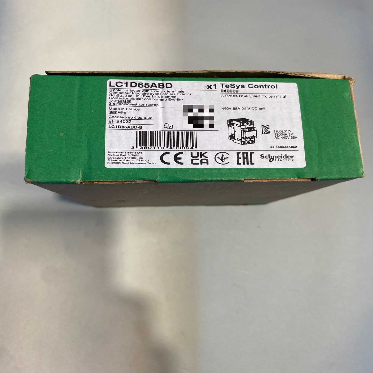 施耐德接触器，型号LC1D65ABD，全新原装正品，数量一台