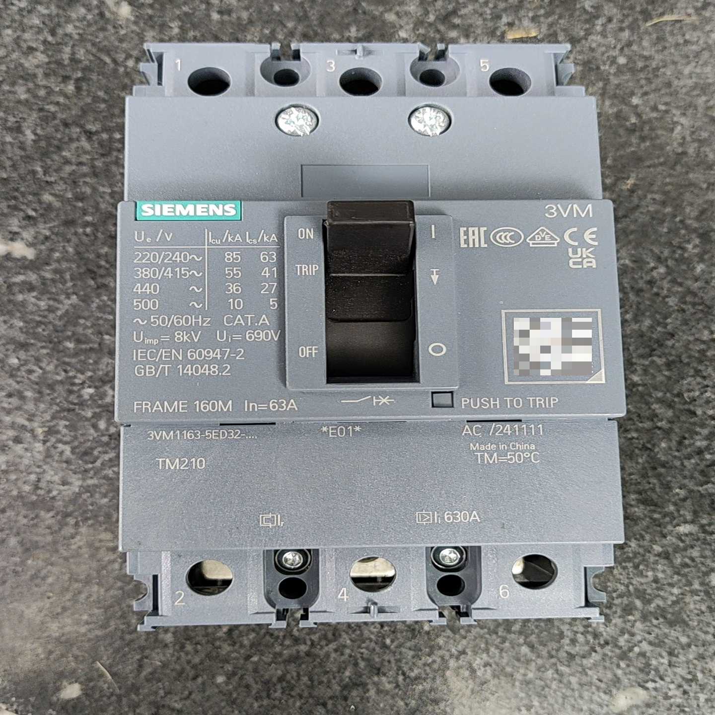 塑壳断路器3VM1163-5ED32-0AA0，有点断询价