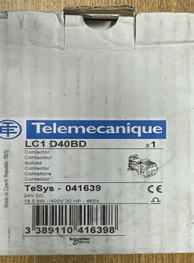 TELEMECANIQUELC1D40BDCONTACTOR24VDC18.5KW30HP460V041