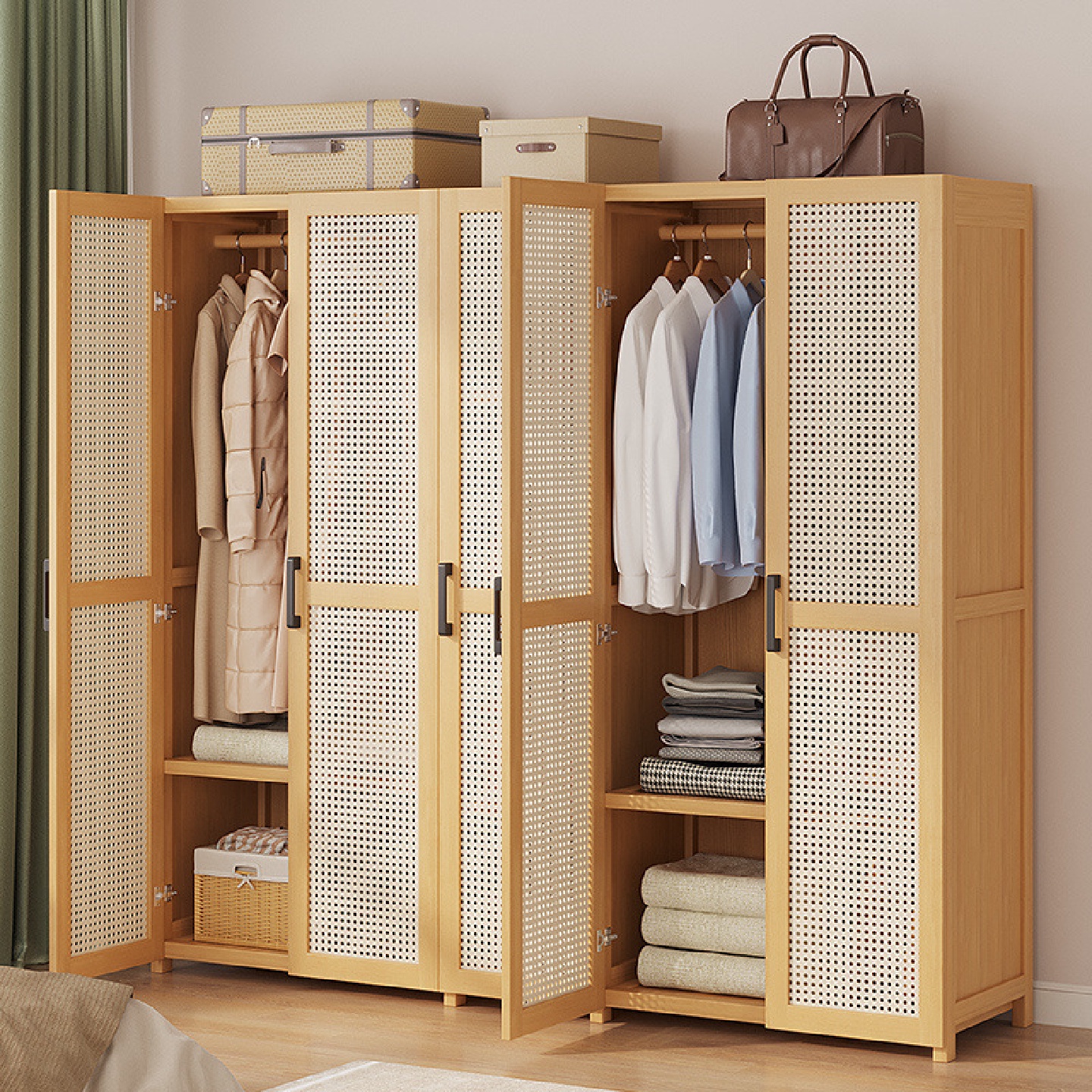 衣柜家用卧室出租房用简易组装经济型楠竹儿童小户型收纳柜子衣橱