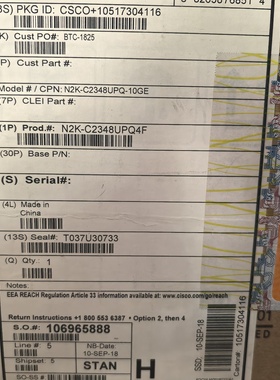 全新思科CiscoN2KC2348UPQ10GE交议价