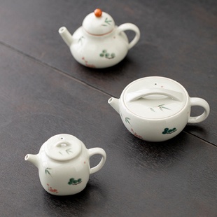 家用迷你泡茶功夫小号单壶一人用 青釉素雅手绘茶壶泡茶陶瓷日式