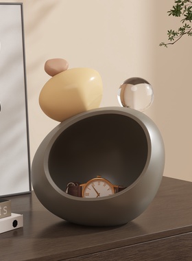 入户门玄关钥匙收纳托盘中古风摆件置物架餐边客厅柜家居软装饰品