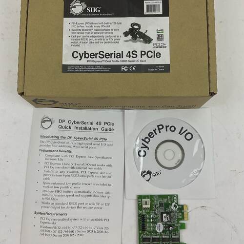 SIIG JJE40011S3 CYBERSERIAL 4S PCle SERIAL IO CARD E326765