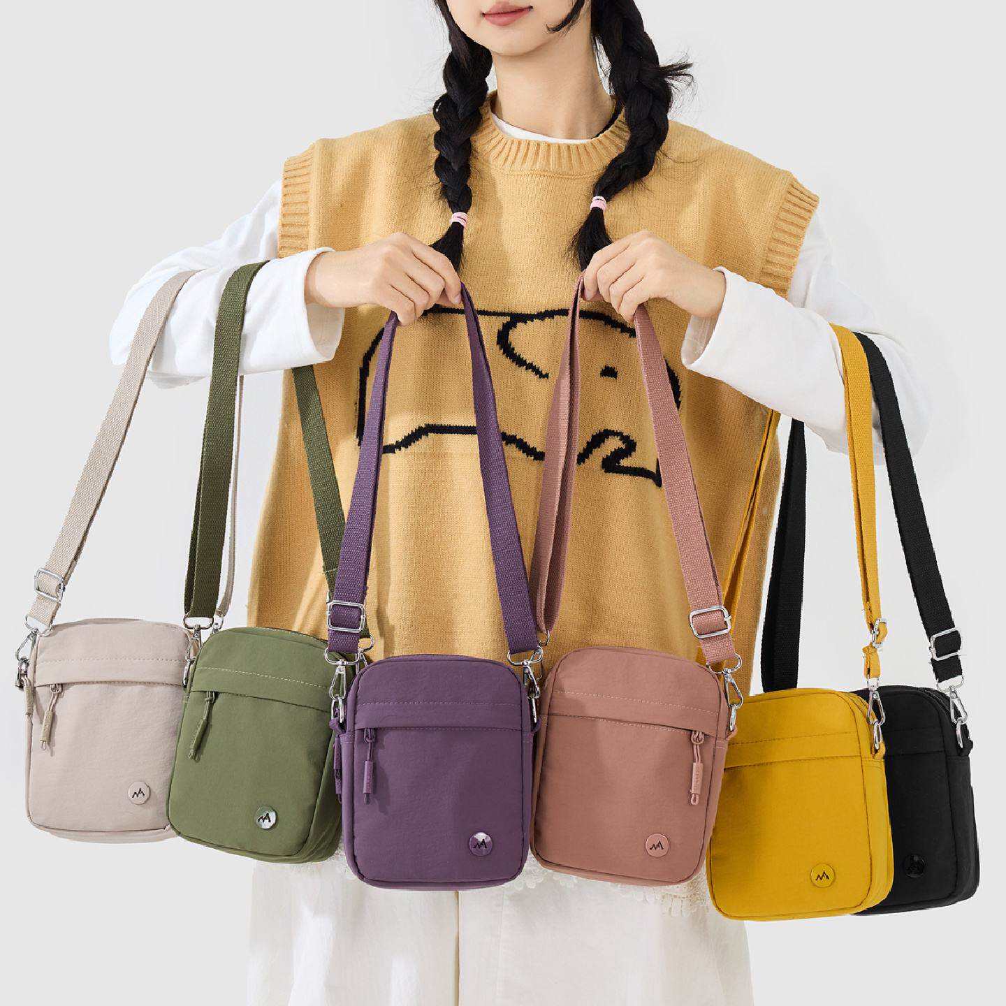 轻便帆布手机包女迷你小包包新款百搭牛津布休闲女士单肩斜挎小包