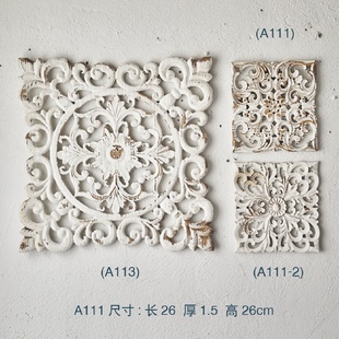 法式 美式 白色复古花卉浮雕壁饰背景墙玄关墙面创意雕花壁挂墙饰品