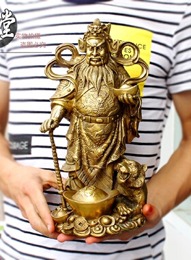 全铜赵公明摆件站武财神铜像家居办公室黑虎玄坛赵公明赵元帅神像