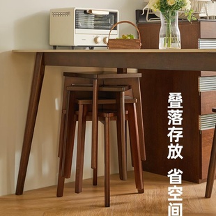 实木凳子家用小板凳简约现代方凳可叠放结实木凳餐桌椅子坐凳新款